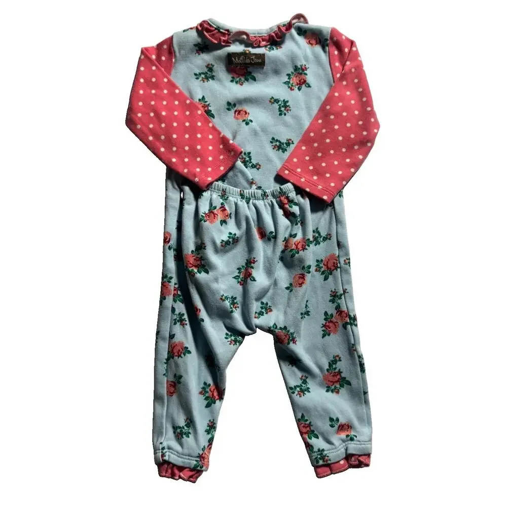 Matilda Jane Baby Girl Romper 3-6 Months Floral Pink Polka Dot Ruffle